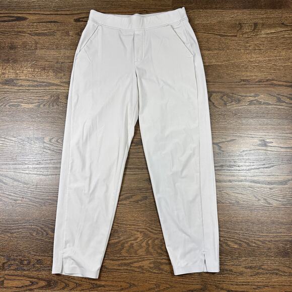 Athleta Pants Womens 8 Beige Jogger Ankle Stretch Ribbed Side Panel Pockets - Picture 1 of 10